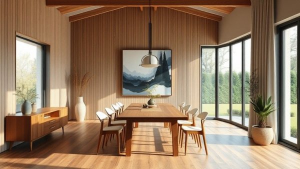 Hellerup Villa Renovation - Scandinavian dining room with art and natural light.
