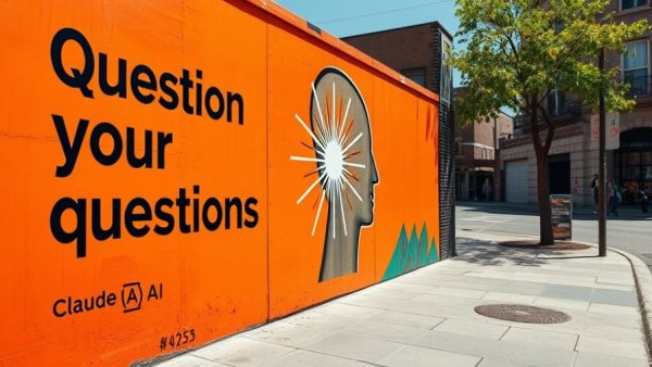 Claude Chatbot mural in AI business solutions branding.