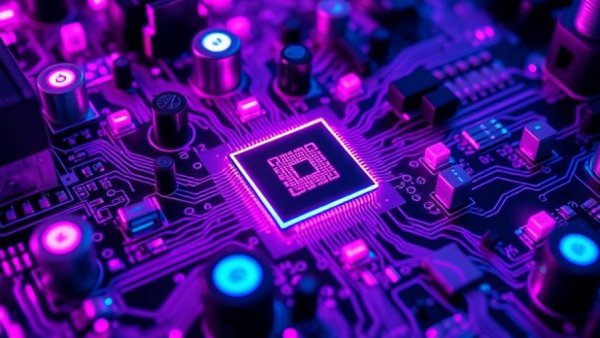 Neon-toned semiconductor illustrating AI and semiconductor investments