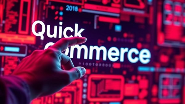 Futuristic interface showing quick commerce concept, India quick commerce market challenges.