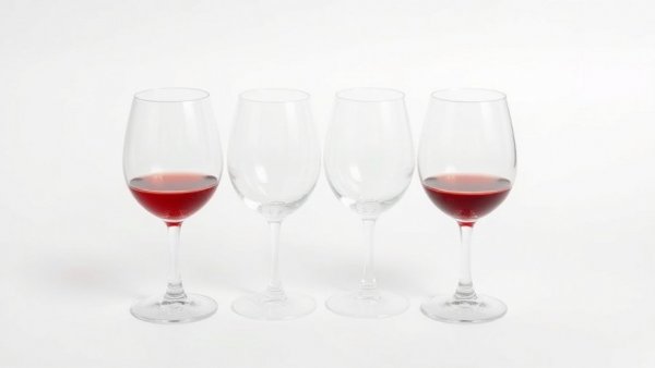 Two short wine glasses on white background, clear and elegant.