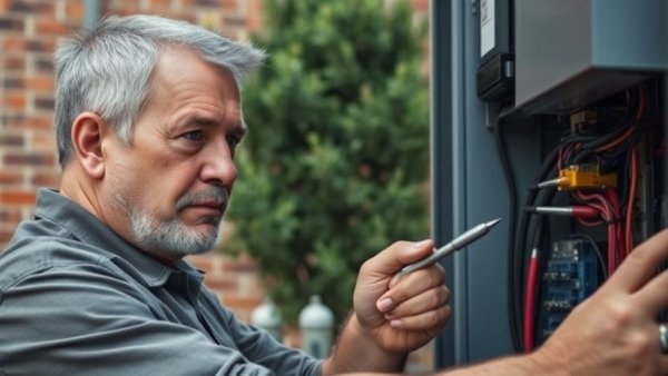 Technician performing electrical panel upgrades in Texas outdoors.