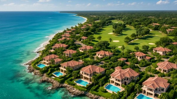 Stunning aerial of Palmilla Los Cabos luxury community with oceanfront villas.