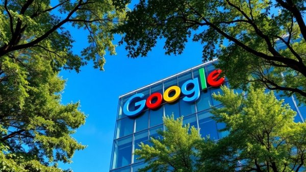 AI funding strategies: Google logo on modern building.