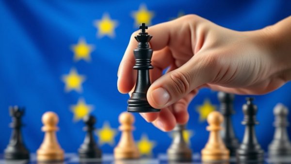 Europe Venture Capital investment trends symbolized by chess pawn on EU flag.