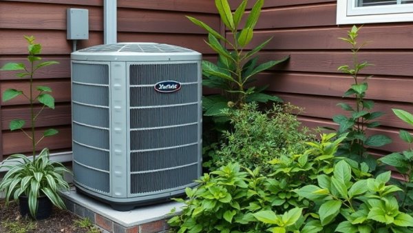 Residential air conditioning unit outdoors beside house for A/C maintenance tips