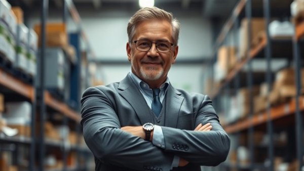 New President of Armstrong Comfort Solutions confidently posing in warehouse.