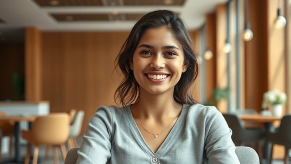 Confident woman in a modern office, representing startup funding challenges.