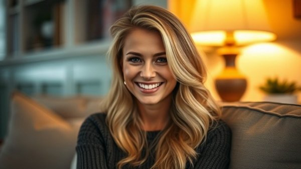 Smiling woman promoting gut health and women's longevity at home.