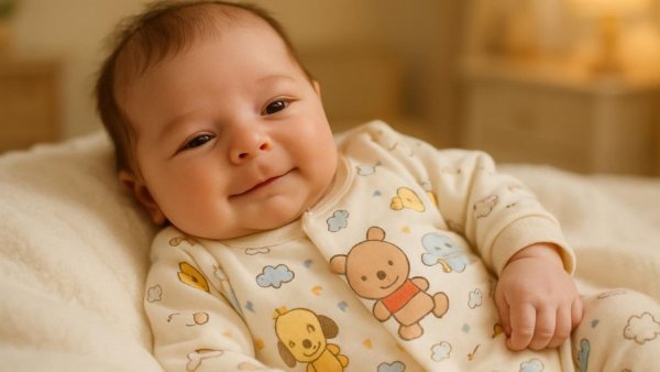 Adorable newborn lying on blanket, showcasing baby comfort.