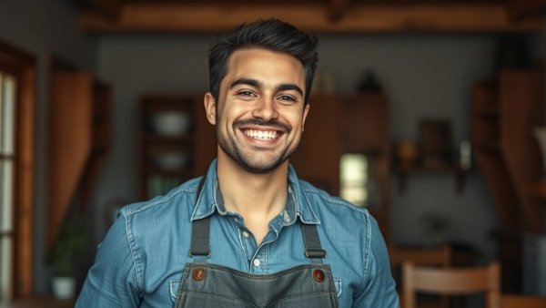 Confident man smiling indoors, illustrating why customers choose competitors.