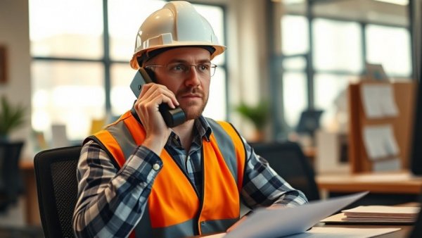 Worker discussing supplier compliance with low-GWP refrigerants