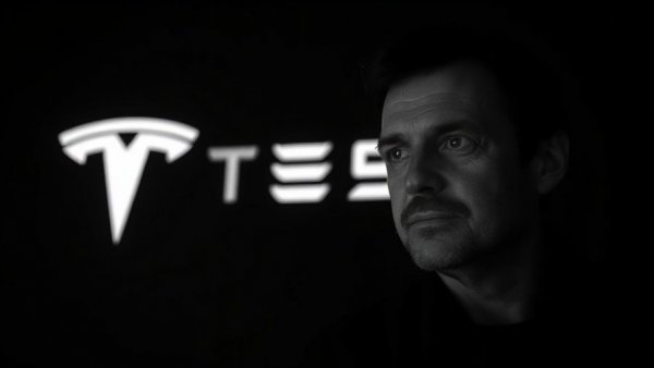Tesla logo and silhouette portrait highlighting Tesla hardware upgrades.