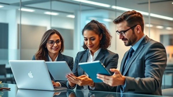 Team using dealership F&I software in a modern office setting.