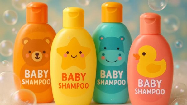Colorful bottles of the best baby shampoos for sensitive skin 2026.