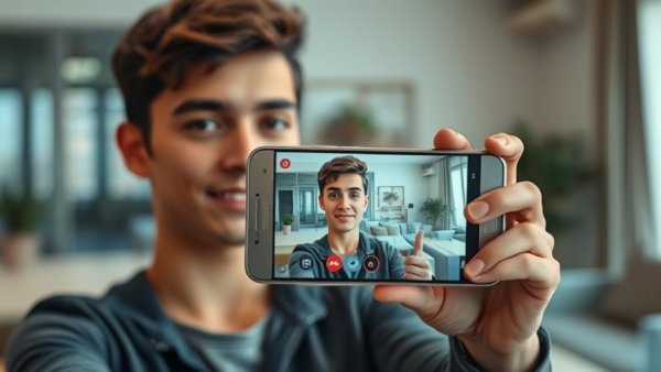 Innovative mobile photography displayed on Samsung phone during video call