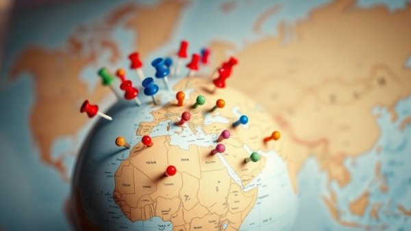 Conceptual globe with pins symbolizing global planning for business strategies.
