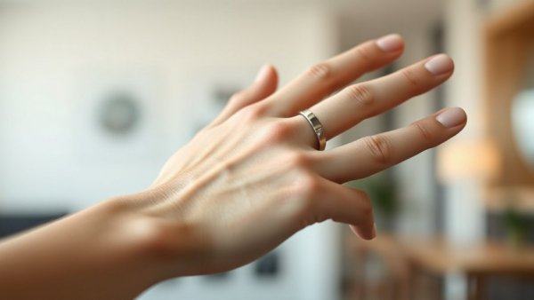 Smart ring with 15-day battery life on a hand indoors