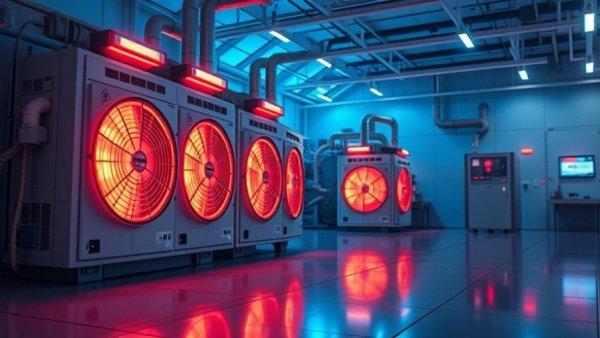 Futuristic HVAC units with stock market chart indicating 2026 price increase.