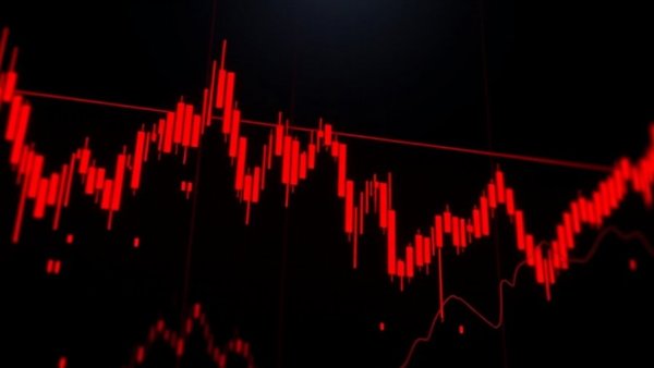 Dynamic stock graph with red accents symbolizing Sandisk stock surge.