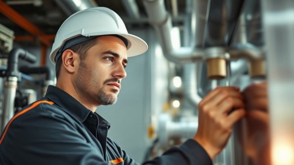 Engineer examining HVAC equipment in A2L refrigerant transition Houston.