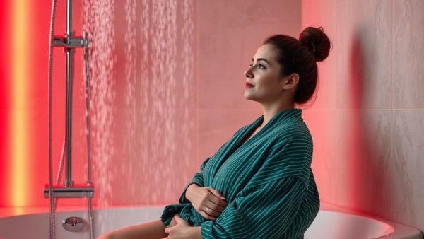 Luxury gifts for new moms: relaxing shower and stylish robe.