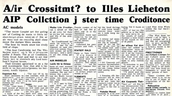 1950s A/C technological innovations in a vintage newspaper clipping.