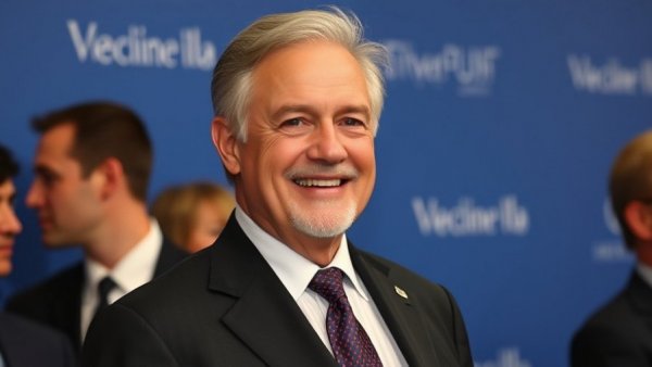 Distinguished man at event regarding ban on minors using tanning beds.