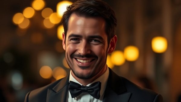 Investment leader in waste-to-value startups smiling warmly under bokeh lights.