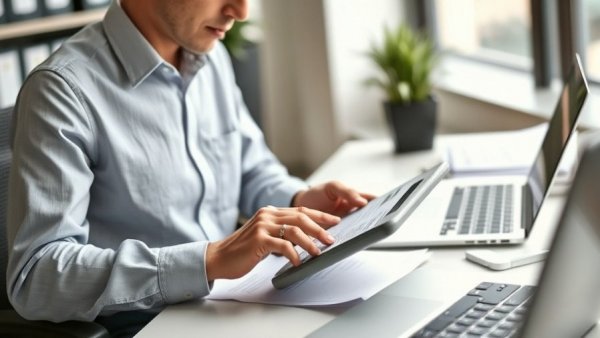 Person calculating HVACR Section 199A Tax Deduction with documents on desk.