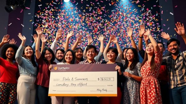 Startup Battlefield 200 Opportunities group celebrating on stage with a check.