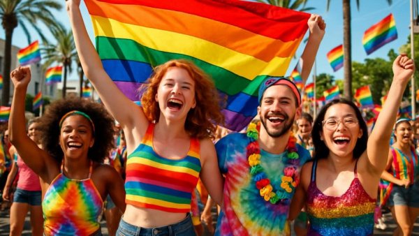 2026 LGBTQ+ Pride March Los Cabos vibrant celebration with rainbow flags.