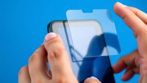 Hands applying screen protector demonstrating shatter and scratch resistance in smartphone glass.
