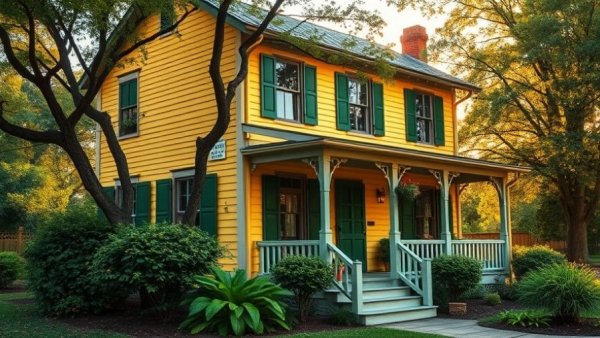 Historic home renovation in New Orleans with colorful exterior.