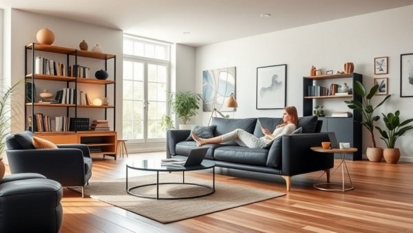 Modern living room with progressive furnishings and minimalist design.