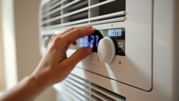 Adjusting window air conditioner settings for HVAC maintenance tips for summer.