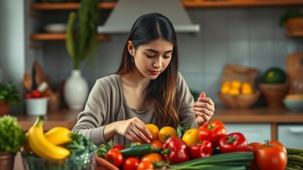 Colorful produce for mitochondrial health through diet.