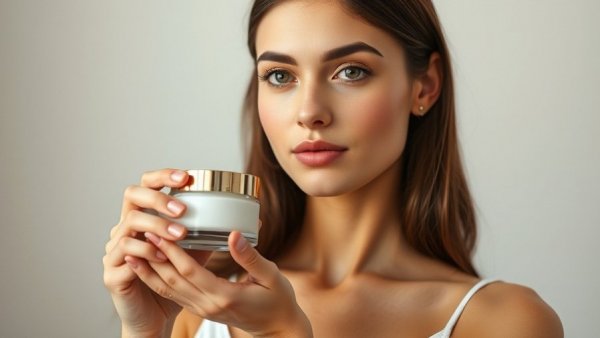Elegant person holding Ficus Hero Product cream jar with soft focus background.
