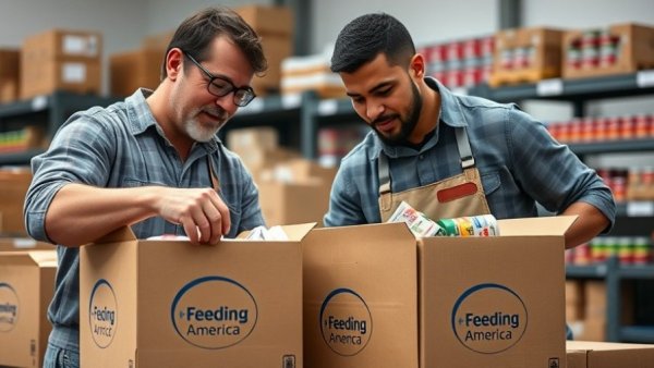 Advanced Refrigeration Strategies Serve Public Good: Volunteers packing food at a distribution center.