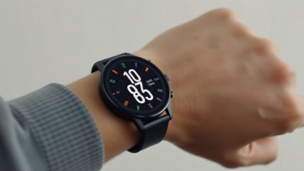 Sleek smartwatch on wrist tracking health metrics, Fitbit Air.