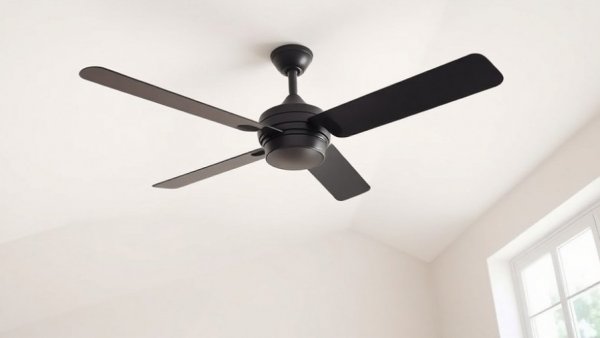 Modern ceiling fan in a bright room demonstrating energy efficiency