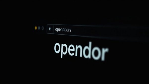 Close-up of a web browser tab with 'opendoor' text, related to AI and Outsourcing Dynamics.