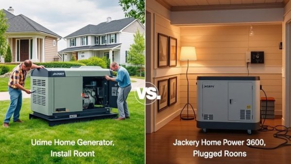 Comparative display of home generator vs. Jackery Home Power 3600 Pro Max