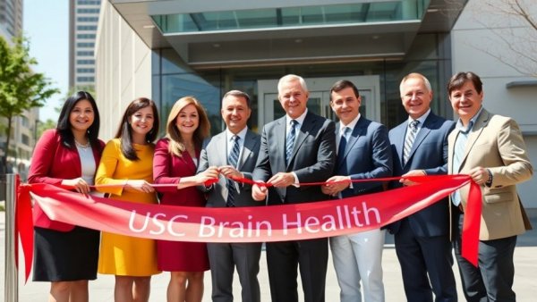 Ribbon-cutting at USC Brain Health Center featuring attendees.