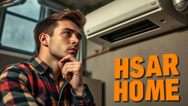 Man thinking in front of HVAC system installation, air conditioning companies in Houston