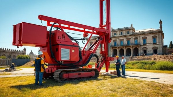 Energy modernization at Fort Sill with a red drilling rig near a historic building.