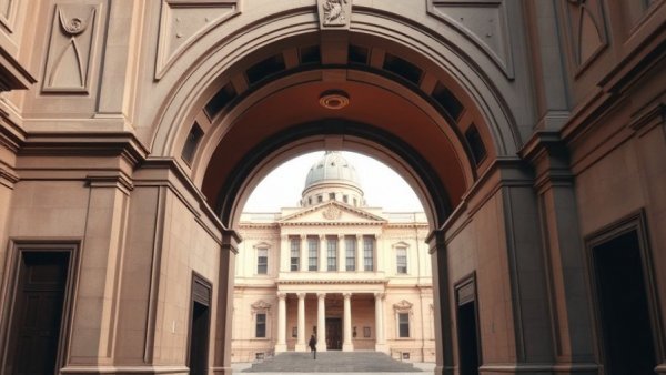 Arched Senate entrance at a government building.