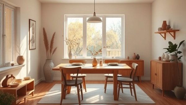 September light in home design with warm wooden dining setup