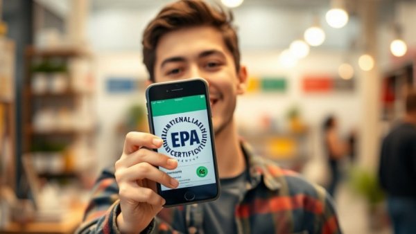Get EPA 608 Certified with SkillCat: Man holding phone showing certification.