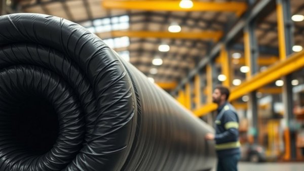 Industrial worker checking duct liner performance in factory setting